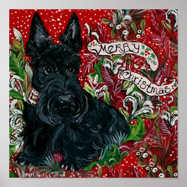 Póster Scottish Terrier Xmas (Frente)