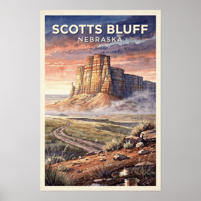 Póster Scotts Bluff Nebraska Viaje Vintage (Frente)