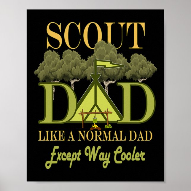 Póster Scout Dad Leader Camping Scouts Para Hombres Padre (Frente)
