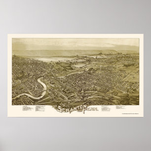 Póster Scranton, Mapa Panorámico PA - 1890