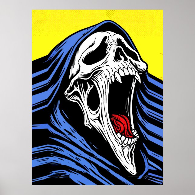 Póster Screaming Hell Skull Pop Art Hooded Horror (Frente)