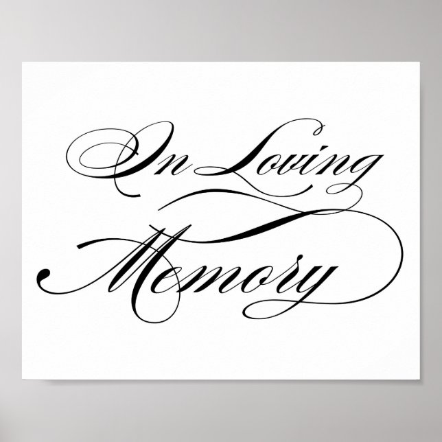 Póster Script de Caligrafía Elegante Negra En Memoria Amo (Frente)