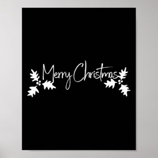 Póster Script de escritura a mano de Feliz Navidad con ac