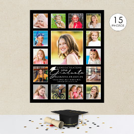 Póster Script Graduate 15 Photo Collage Custom Color