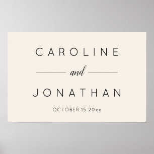 Póster Script Moderno Minimalista Marfil Boda Personaliza
