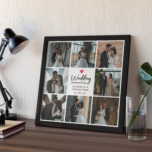 Póster Script Wedding Memories Heart Couple Photo Collage (Subido por el creador)