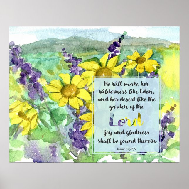 Póster Scripture Isaiah 51:3 Desert Lupines Wildflowers (Frente)