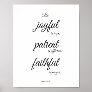 Póster Scripture poster, Christian poster, Romans 12:12