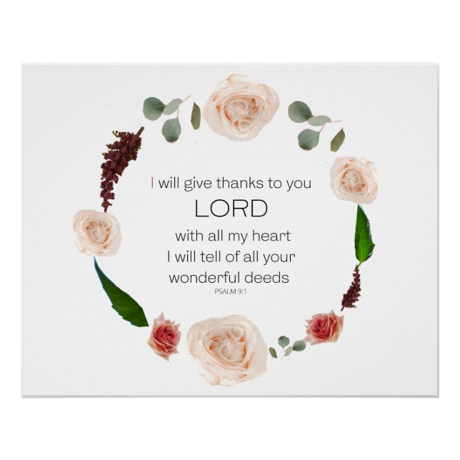 Póster Scripture, Psalm 9, All Your Wonderful Deeds LORD (Anverso)
