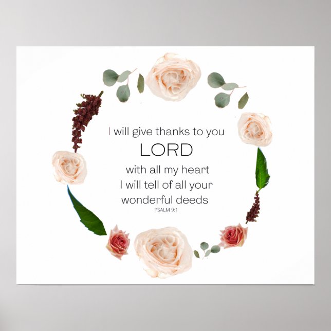 Póster Scripture, Psalm 9, All Your Wonderful Deeds LORD (Frente)