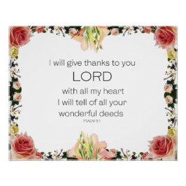 Póster Scripture Psalm 9, Floral
