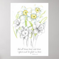 Scripture Psalms 40:16 Bible Verse Daffodils 