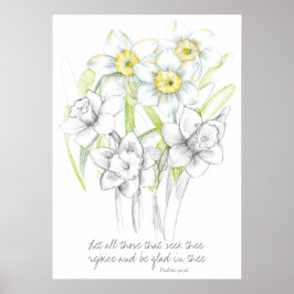 Póster Scripture Psalms 40:16 Bible Verse Daffodils