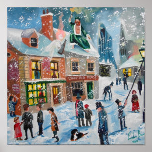 Póster Scrooge A Navidades Carol en escena de nieve de in