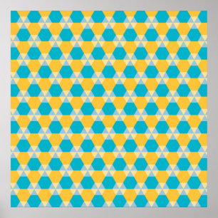 Póster Scuba Blue and Yellow Triangle-Hex Poster