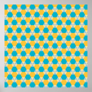 Póster Scuba Blue and Yellow Triangle-Hex Poster