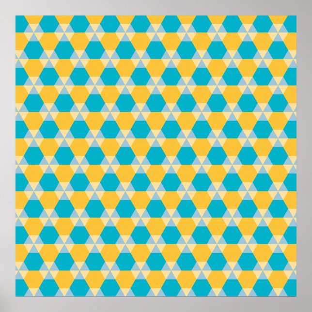 Póster Scuba Blue and Yellow Triangle-Hex Poster (Frente)