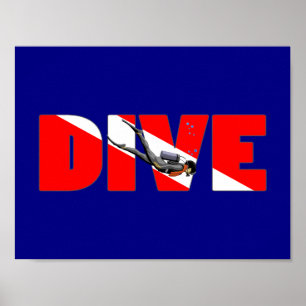 Póster Scuba Diving DIVE