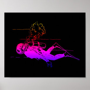 Póster Scuba Glow Diver