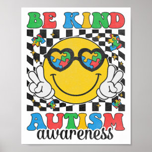 Póster Sé amable autismo Conciencia Rompecabezas Sonrisa