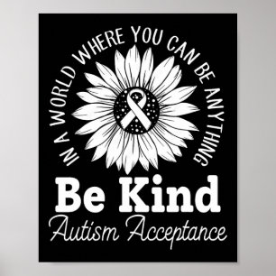 Póster Sé Amable Autismo Rojo En Lugar - Aceptación No Co