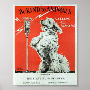 Póster Sé Amable Con Los Animales - Perro "Llamando A Tod