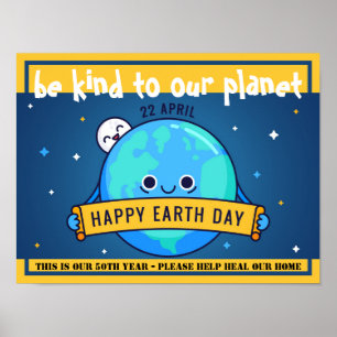 Póster Sé amable con nuestro planeta - Ayuda a curar a nu