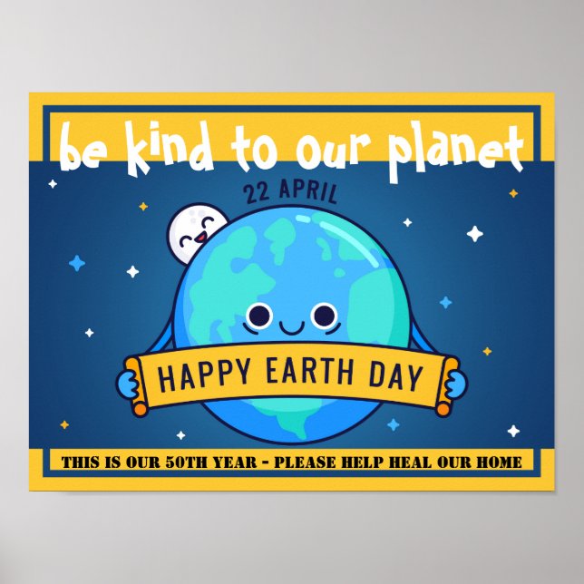 Póster Sé amable con nuestro planeta - Ayuda a curar a nu (Frente)