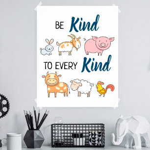 Póster Sé amable con todos los lindos animales personaliz