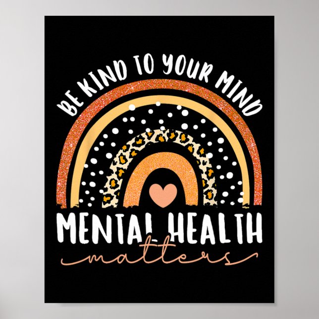 Póster Sé Amable Con Tu Mente Leopardo De La Salud Mental (Frente)