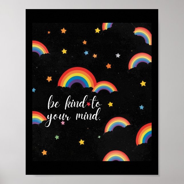 Póster Sé Amable Con Tu Mente Pegatina Arcoiris (Frente)