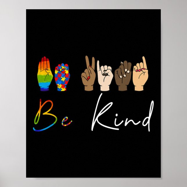 Póster Sé Amable Conciencia del Autismo Orgullo Lgbt Amab (Frente)