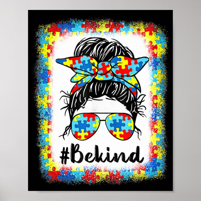 Póster Sé amable de la conciencia sobre el autismo Chicas (Frente)