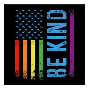 Póster Sé Amable Lgbt Lgbtq Orgullo Gay Arcoíris