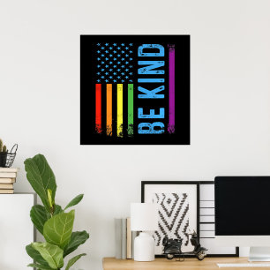 Póster Sé Amable Lgbt Lgbtq Orgullo Gay Arcoíris