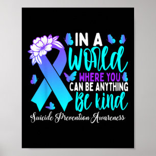 Póster Sé Amable Listón Morado Teal Prevención del Suicid