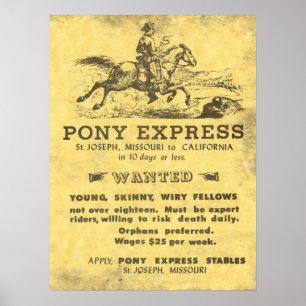 Póster Se busca 🌵 Pony Express USA Vintage Western
