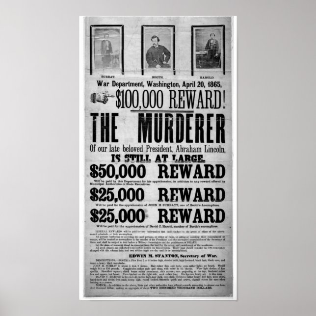 Póster Se busca Poster al asesinato de Lincoln (Frente)
