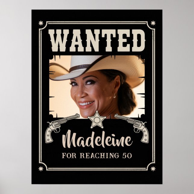 Póster Se busca Wild West Famoso foto cumpleaños (Frente)