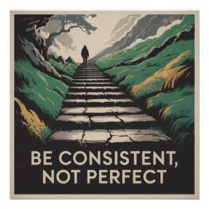 Póster Sé constante, no perfecto