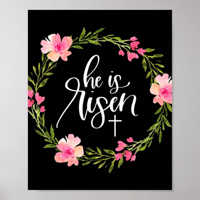 Póster Se eleva Jesús Cristiano Feliz Pascua Floral (Frente)