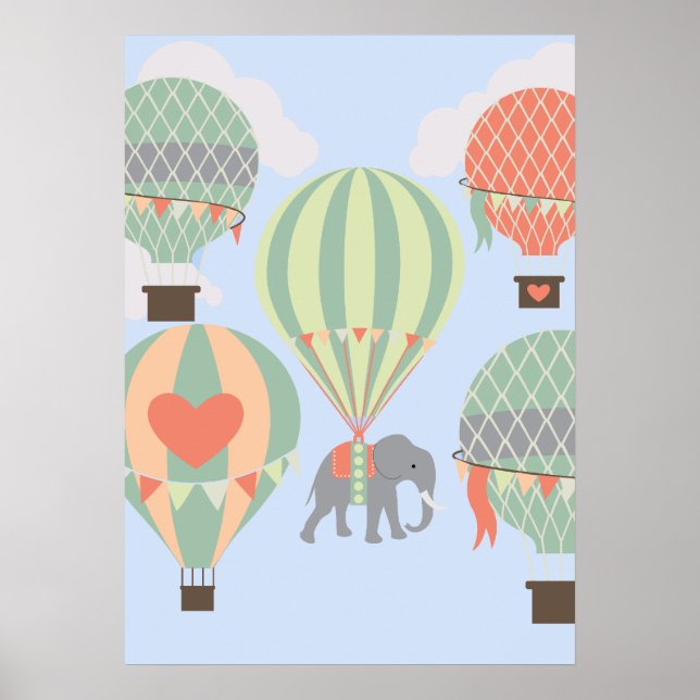 Póster Se elevan globos de aire caliente de elefante lind (Frente)