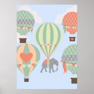 Póster Se elevan globos de aire caliente de elefante lind