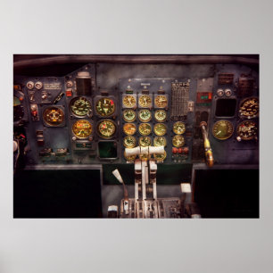 Póster Se fija el avión - carlinga - los controles