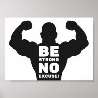 Póster Sé fuerte sin excusas | Gimnasio de Construcción d