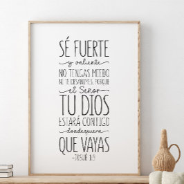 Póster Sé fuerte y・, Josué 1:9
