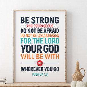 Póster Sé Fuerte Y Valiente, Josué 1:9