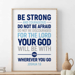 Póster Sé Fuerte Y Valiente, Josué 1:9
