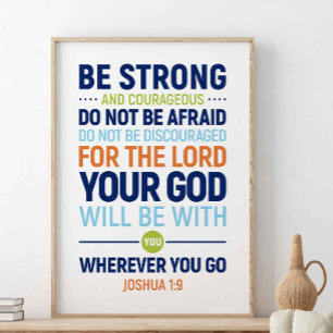 Póster Sé Fuerte Y Valiente, Josué 1:9