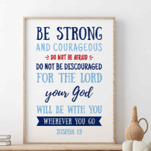 Póster Sé Fuerte Y Valiente, Josué 1:9